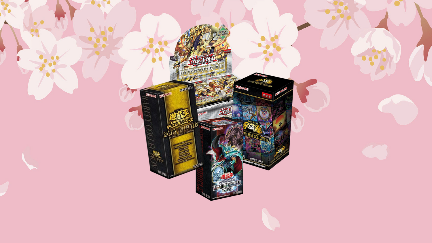 Yu-Gi-Oh! Displays mit Kirschblütenhintergrund